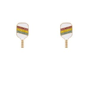 Pave Crystal Pickleball Earrings